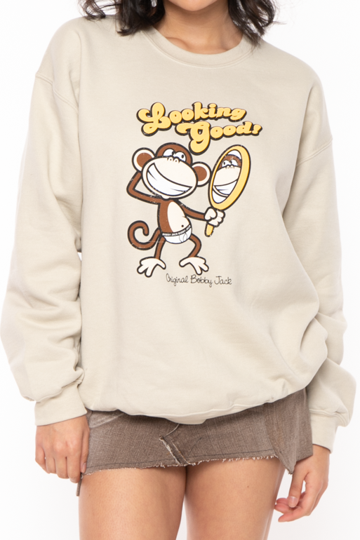 ★韓国人気★LOOKPLE★LOOK BROS ORIGINAL SWEATSHIRT Looking Good - Bobby Jack Crew Sweatshirt - Sand – Bobby