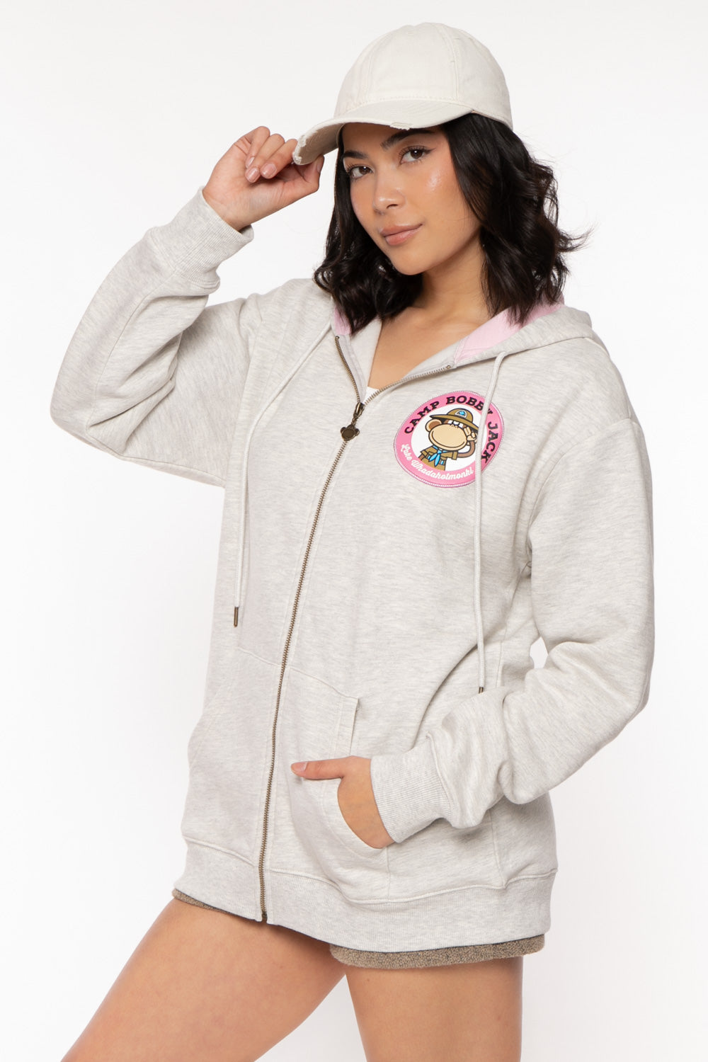Camp - Bobby Jack Oversized Premium Zip Hoodie - Heather Grey — image 14