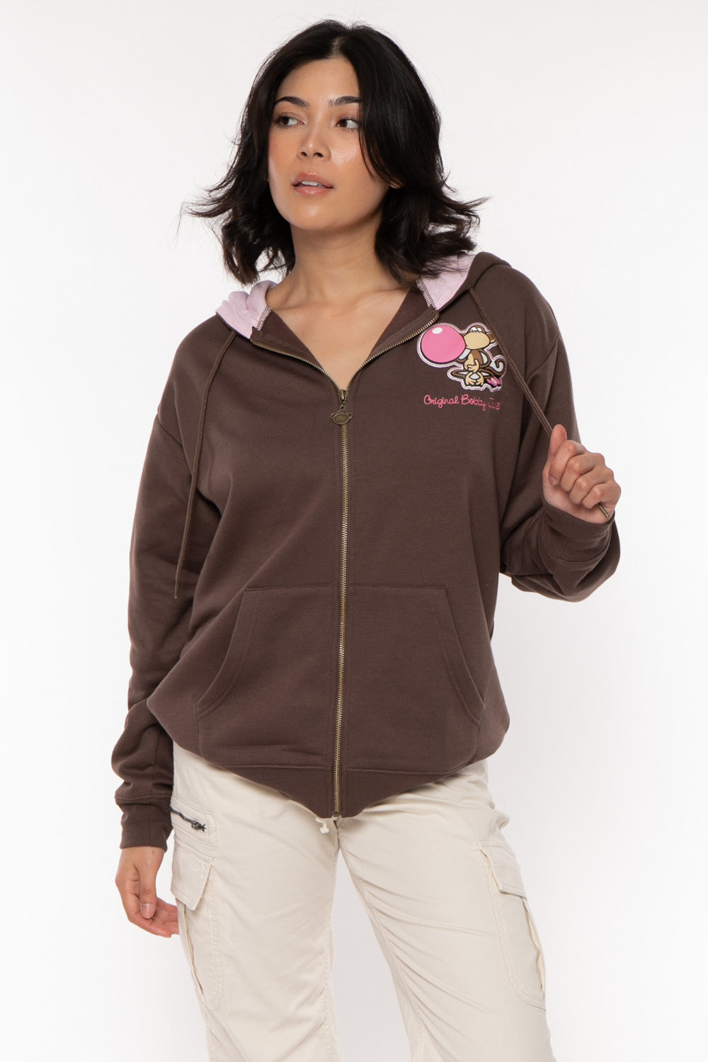 Don't Burst - Bobby Jack Oversized Premium Zip Hoodie - Brown — image 9