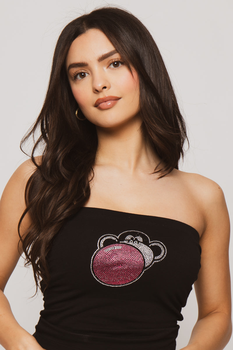 Bubble Head - Bobby Jack Rhinestone Tube Top - Black — image 3