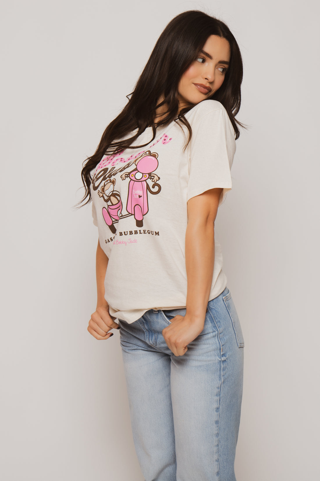 Scooter Club  - Bobby Jack Boyfriend Rhinestone T-Shirt -Ivory — image 3