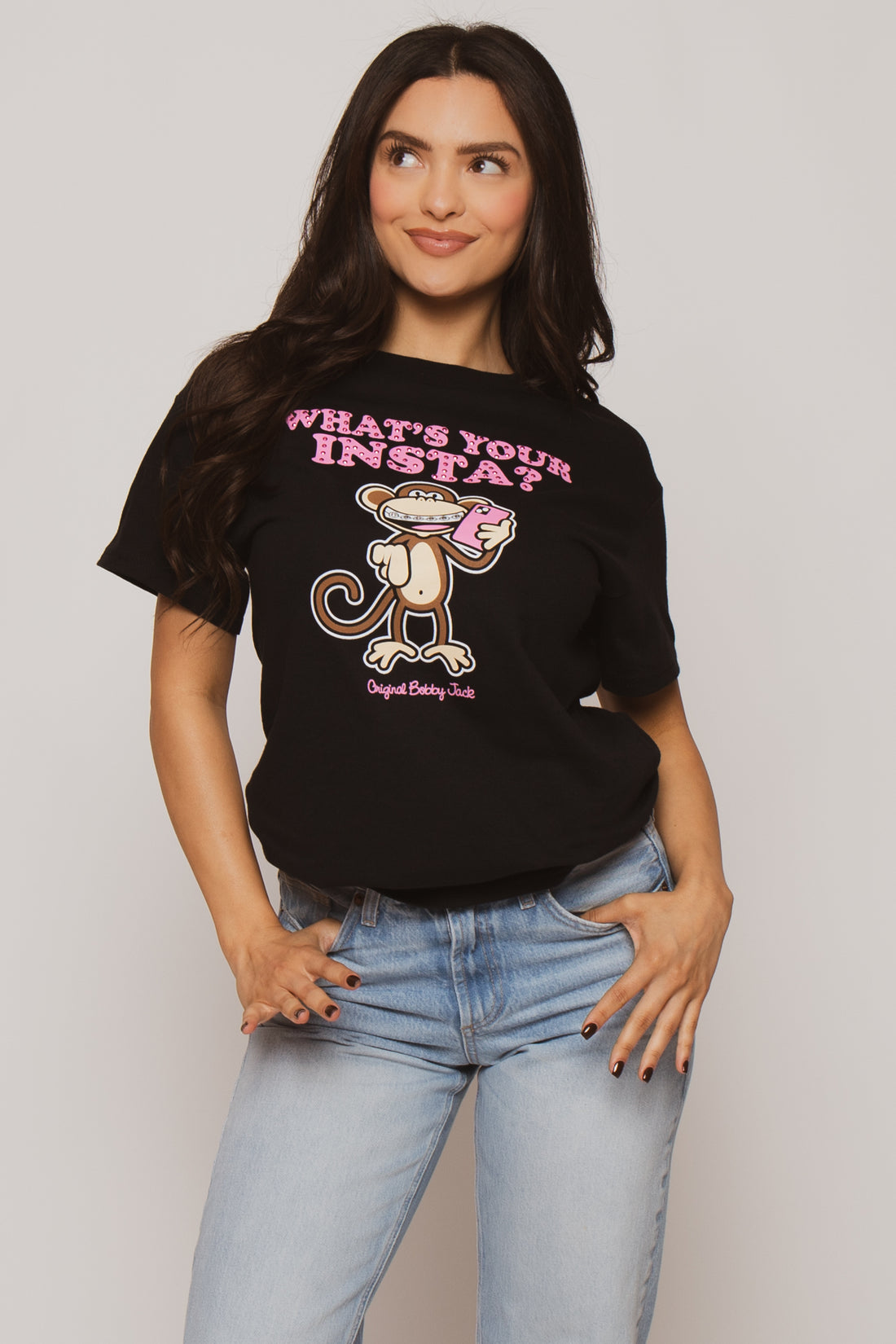Instagram - Bobby Jack Boyfriend Rhinestone T-Shirt -Black — image 2