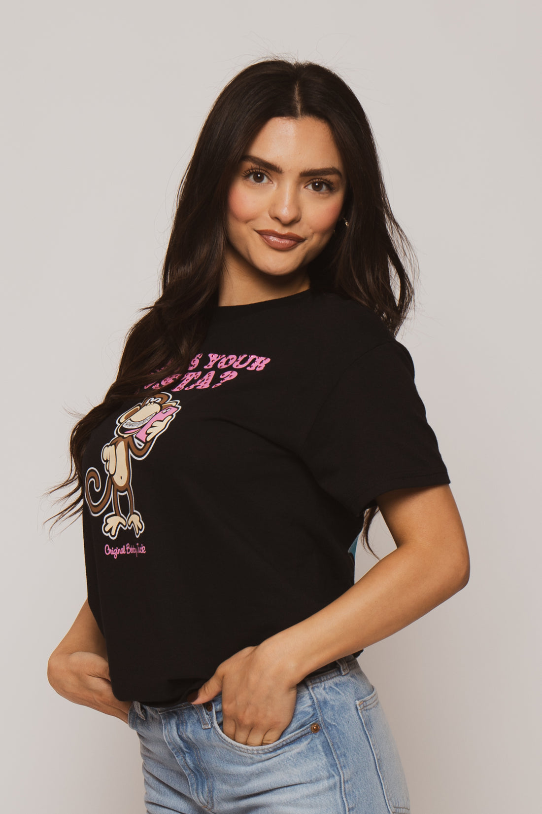 Instagram - Bobby Jack Boyfriend Rhinestone T-Shirt -Black — image 5