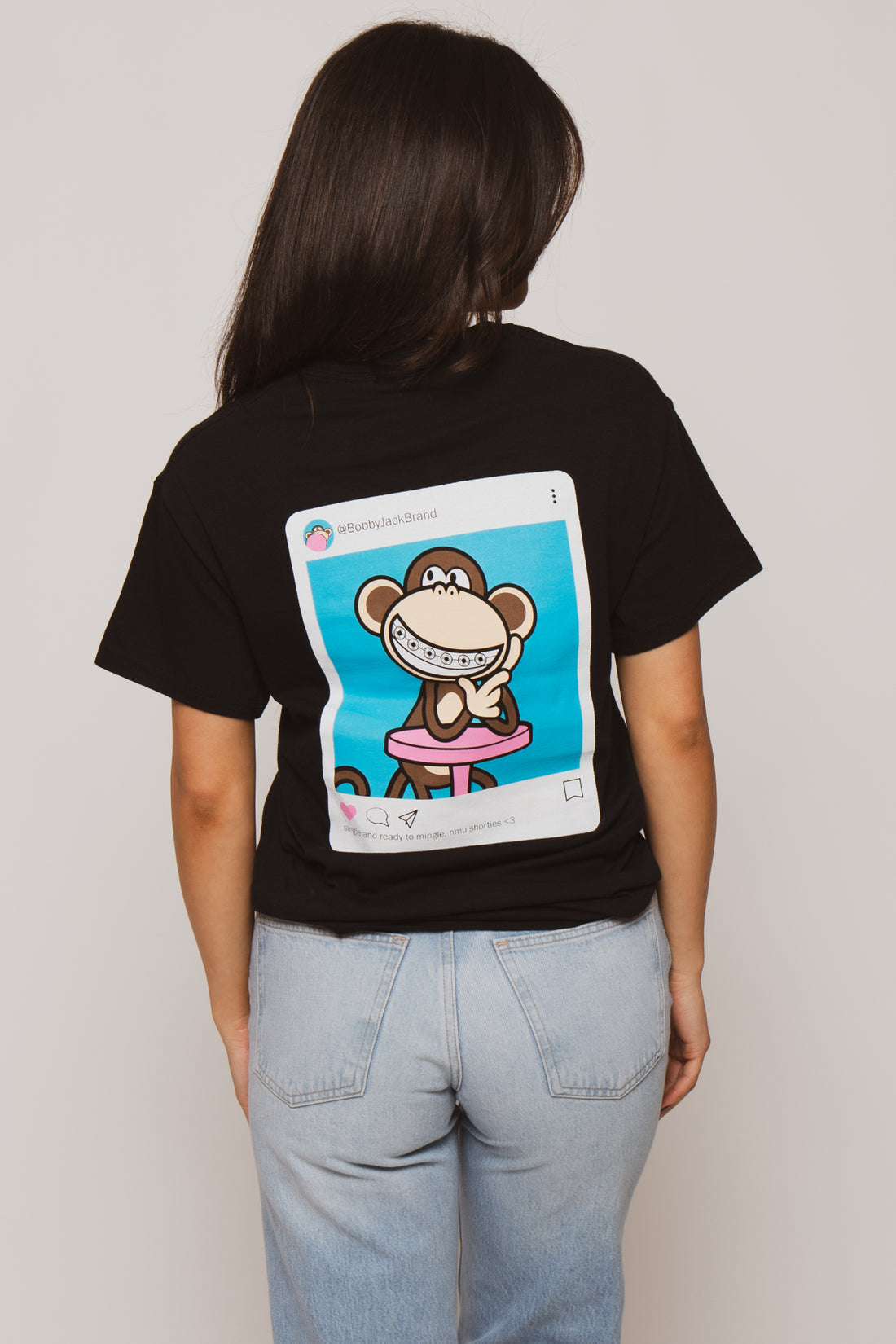 Instagram - Bobby Jack Boyfriend Rhinestone T-Shirt -Black — image 7