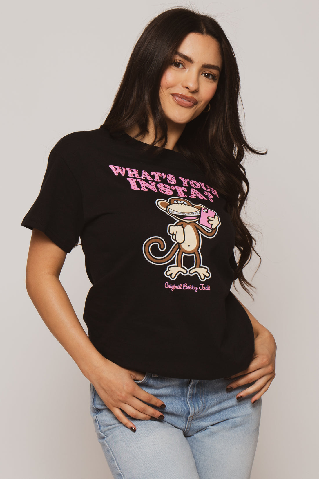 Instagram - Bobby Jack Boyfriend Rhinestone T-Shirt -Black — image 4