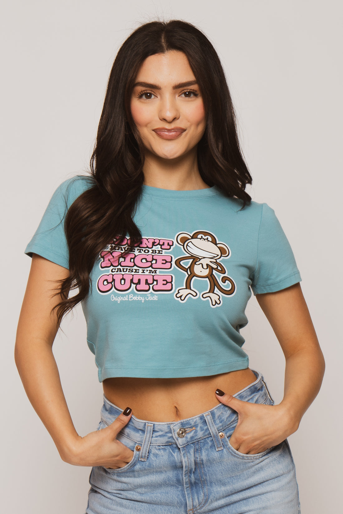 I'm Cute- Bobby Jack Baby Tee - Teal — image 2