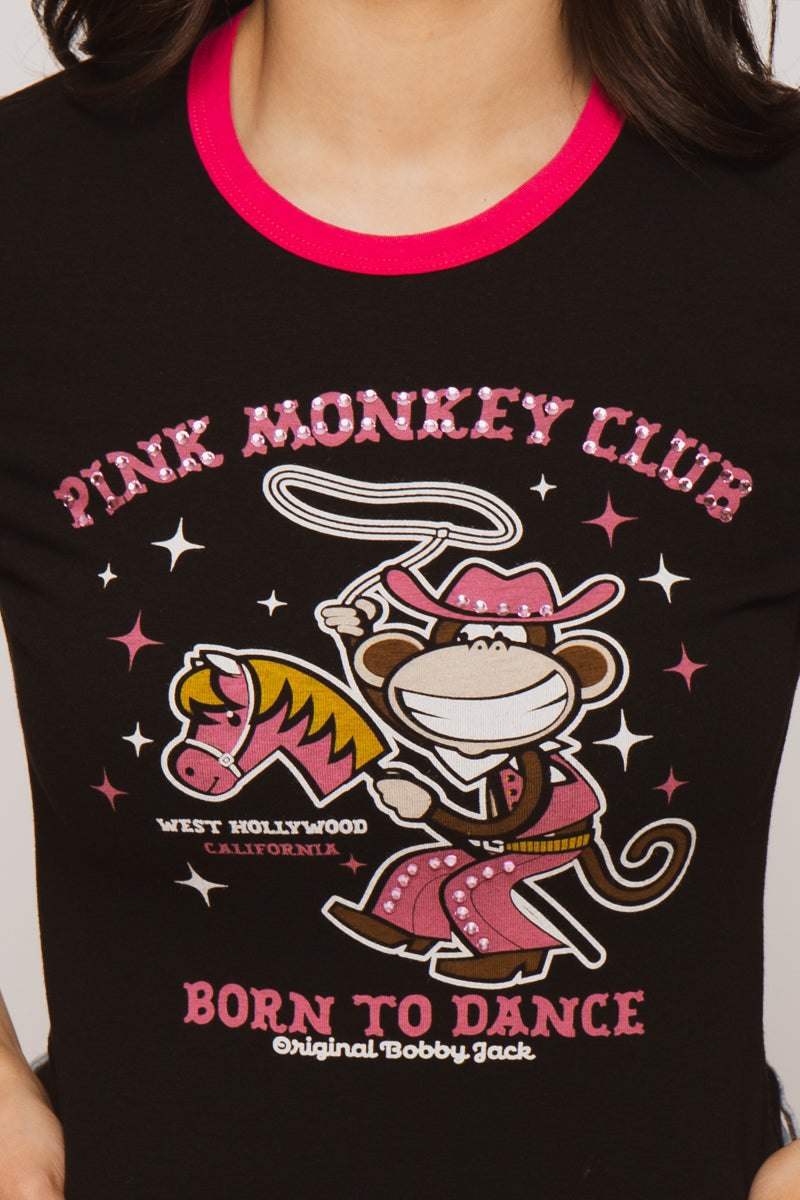 The Club - Bobby Jack Crop Ringer Top - Black — image 4