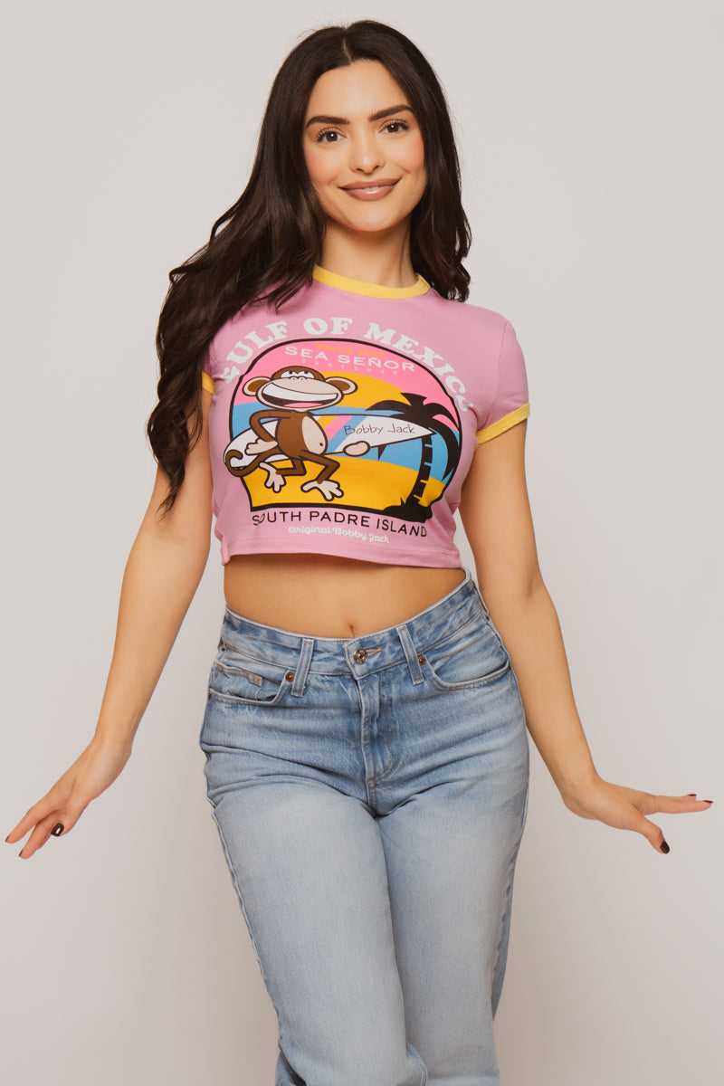 Gulf Of Mexico - Bobby Jack Crop Ringer Top - Pink – Bobby Jack Brand