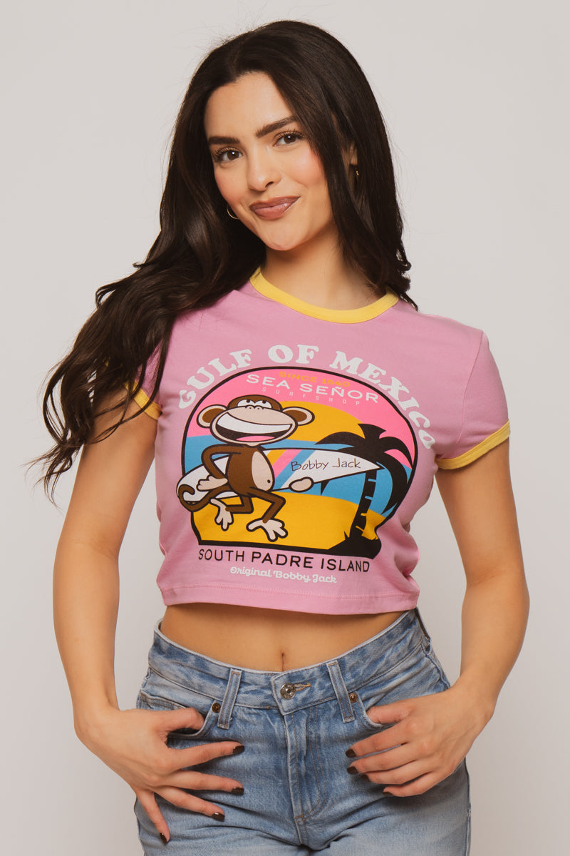 Gulf Of Mexico - Bobby Jack Crop Ringer Top - Pink — image 7
