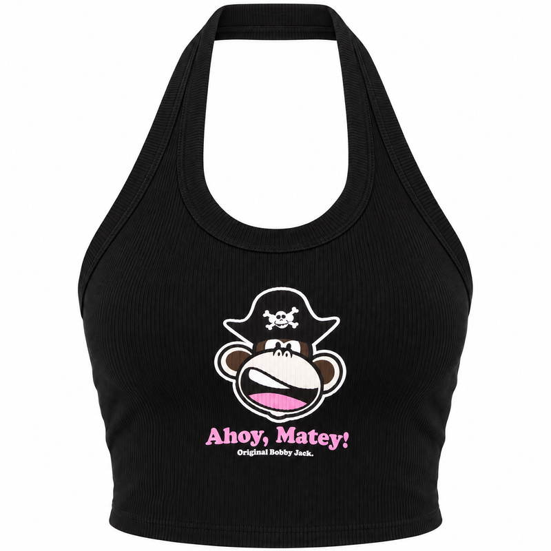 Ahoy, Matey - Bobby Jack Halter Crop Top - Black