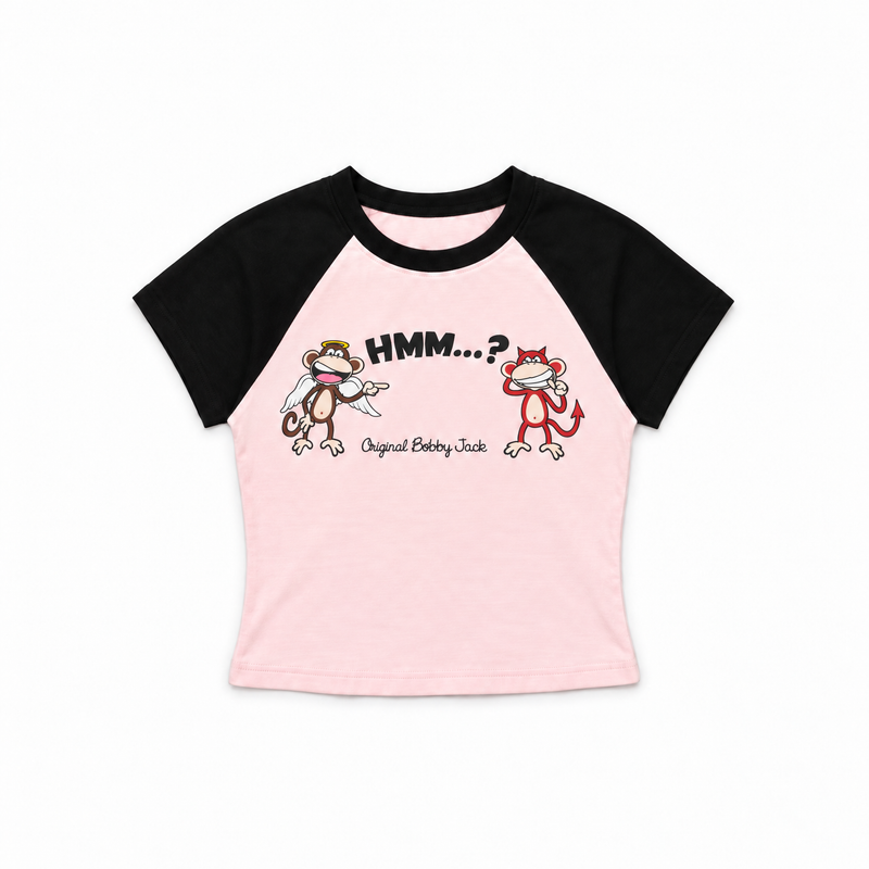 Angel Devil - Bobby Jack Crop Raglan Top - Pink