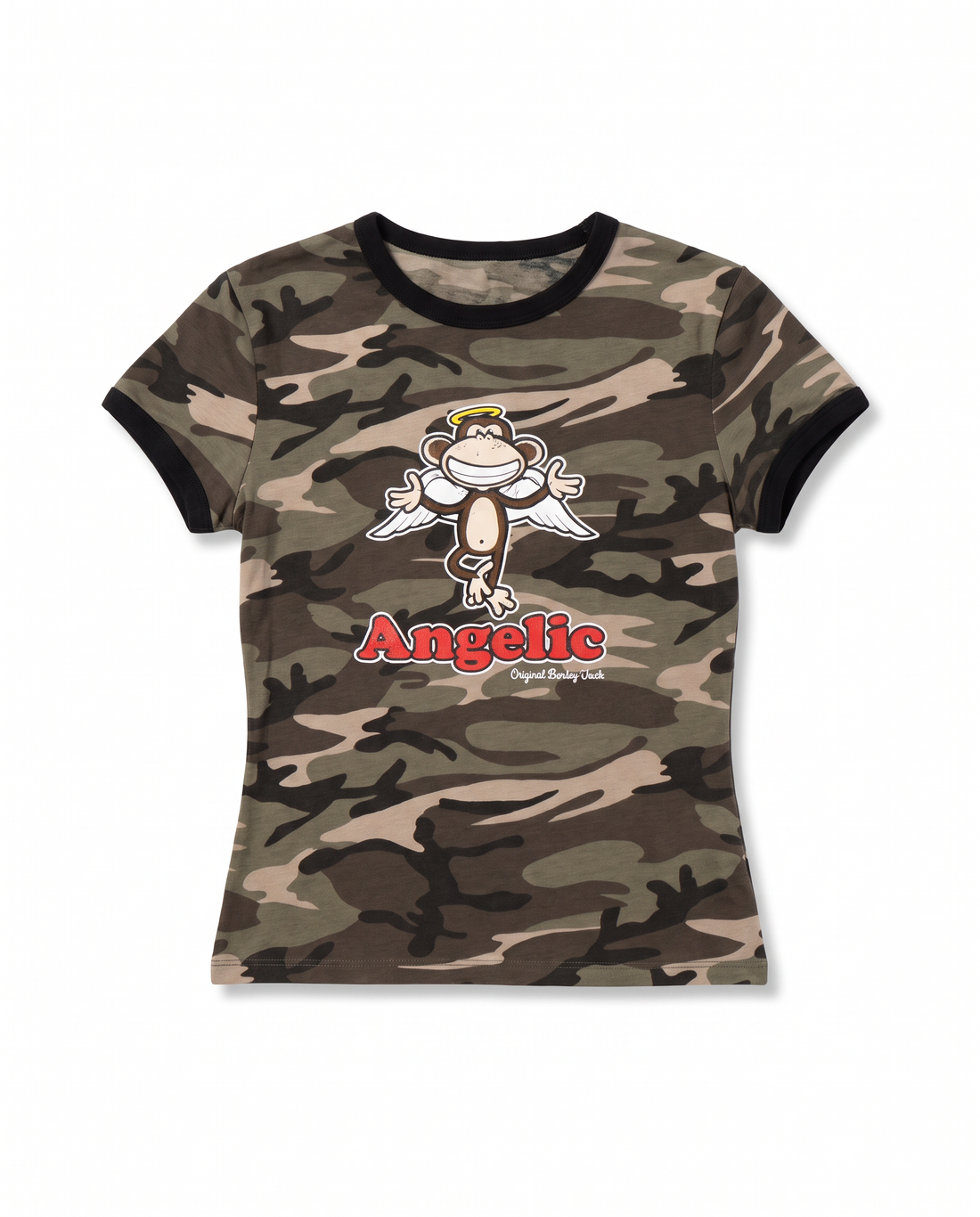 Angelic - Bobby Jack Ringer Top (Front + Back Print) - Camo — image 1