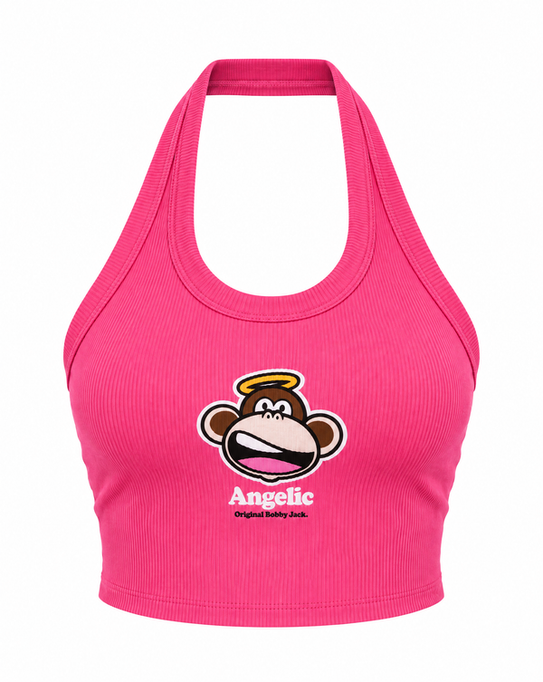 Angelic - Bobby Jack Halter Crop  Top - Pink
