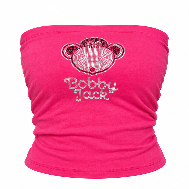 BJ Logo - Bobby Jack Rhinestone Tube Top - Fuchsia