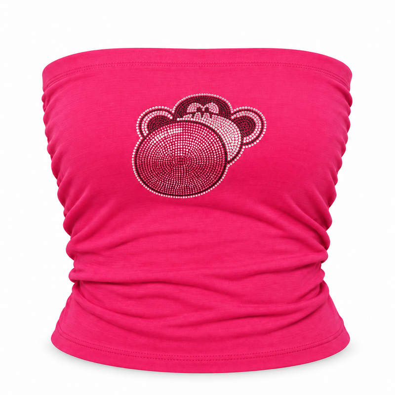 Bubble Head - Bobby Jack Rhinestone Tube Top - Fuchsia