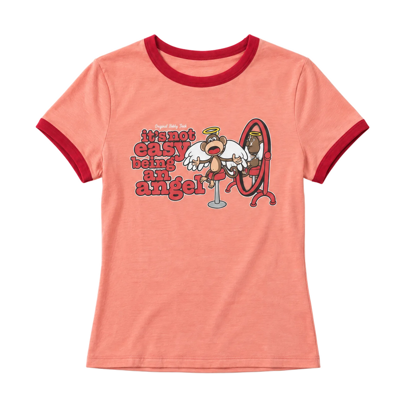 Being An Angel - Bobby Jack Ringer Top - Peach