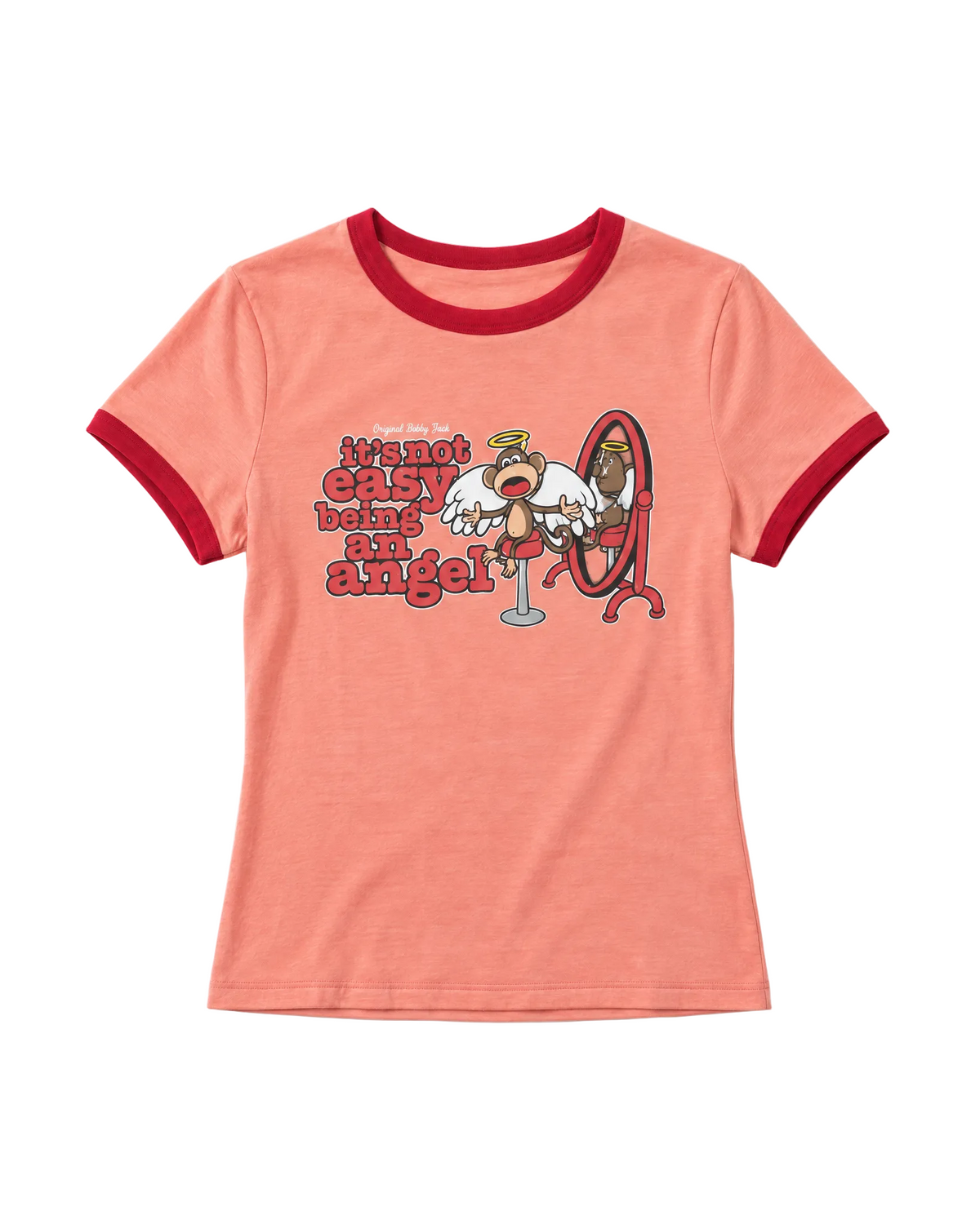 Being An Angel - Bobby Jack Ringer Top - Peach