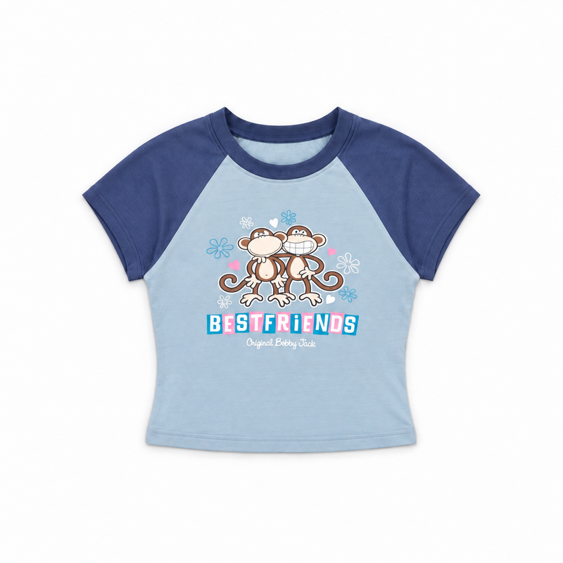 Best Friends - Bobby Jack Crop Raglan Top - Blue
