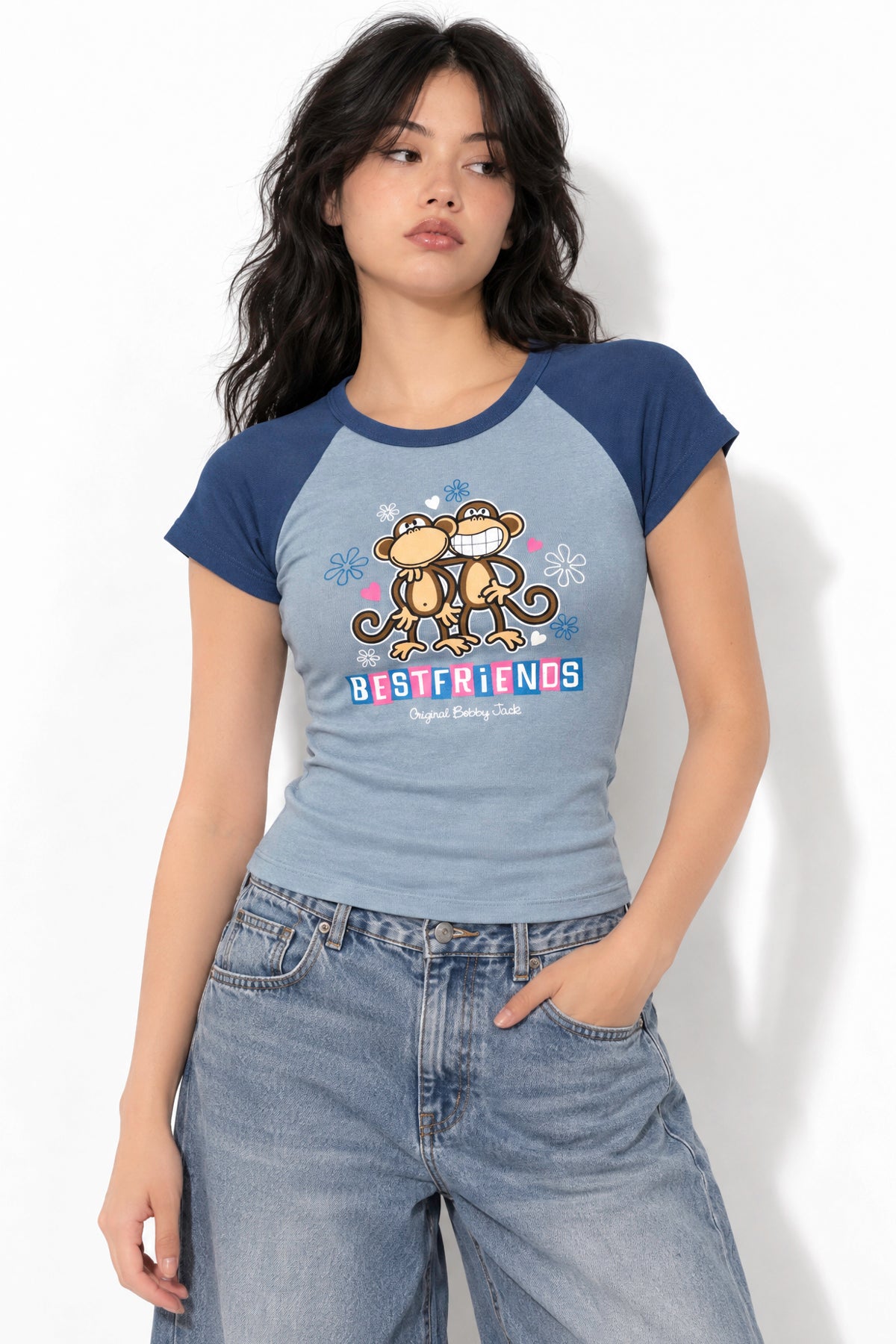 Best Friends - Bobby Jack Raglan Top - Blue