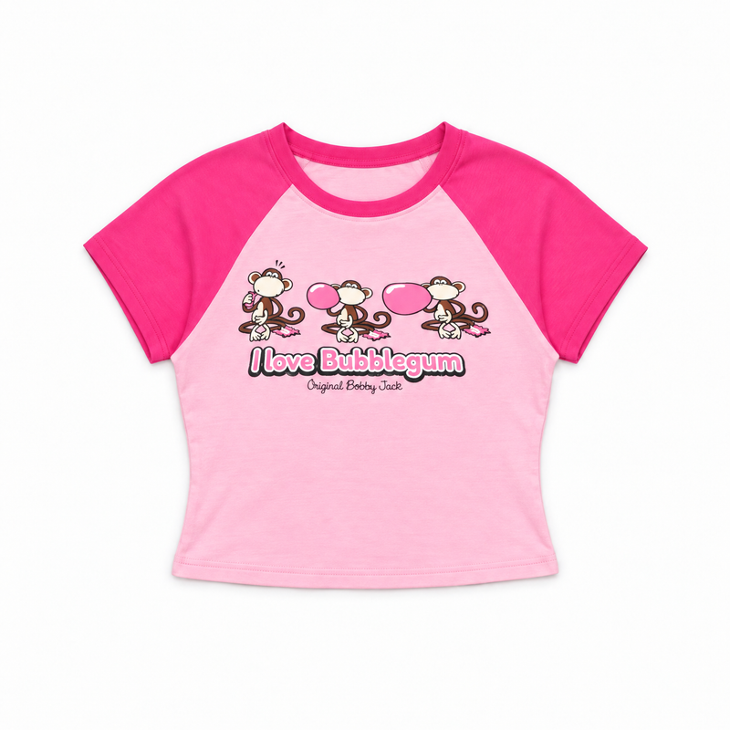 Bubblegum - Bobby Jack Crop Raglan Top - Pink
