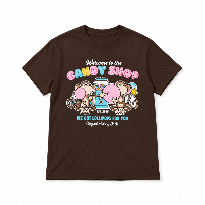 Candy Shop  - Bobby Jack Boyfriend Rhinestone T-Shirt -Brown