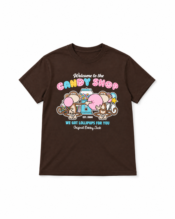 Candy Shop  - Bobby Jack Boyfriend Rhinestone T-Shirt -Brown