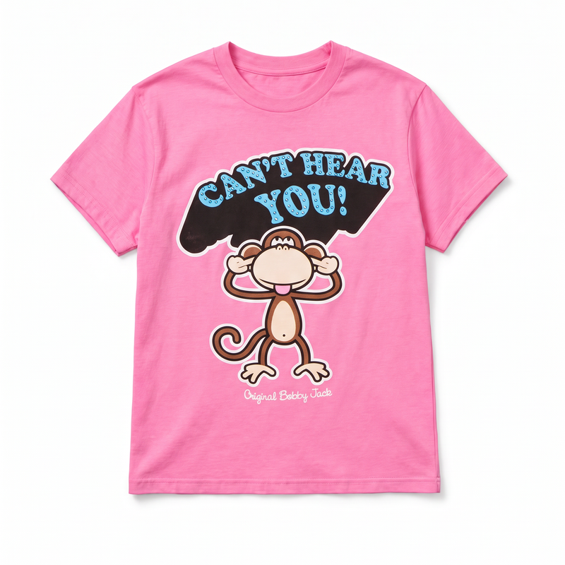 Can't Hear You  - Bobby Jack Boyfriend Rhinestone T-Shirt -Pink