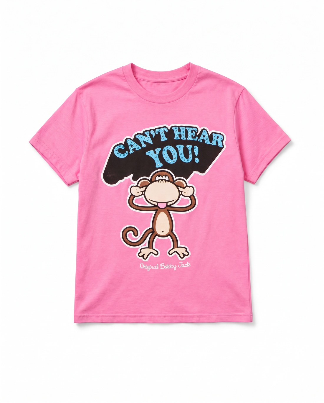 Can't Hear You  - Bobby Jack Boyfriend Rhinestone T-Shirt -Pink — image 1