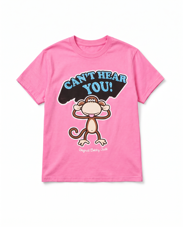 Can't Hear You  - Bobby Jack Boyfriend Rhinestone T-Shirt -Pink