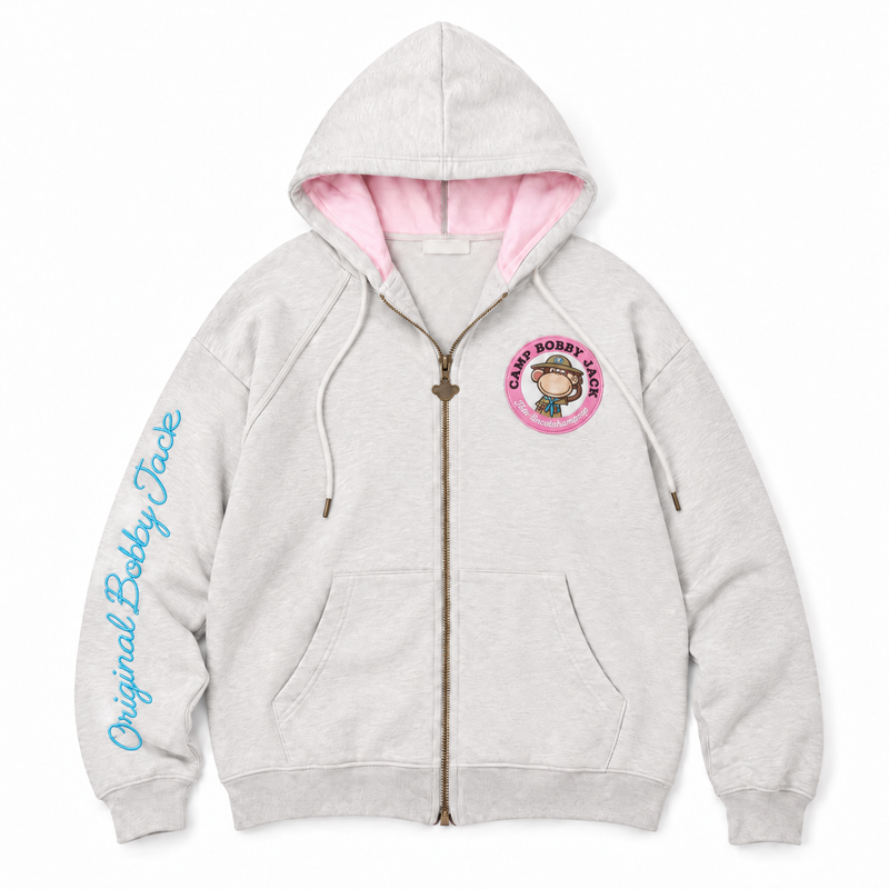Camp - Bobby Jack Oversized Premium Zip Hoodie - Heather Grey