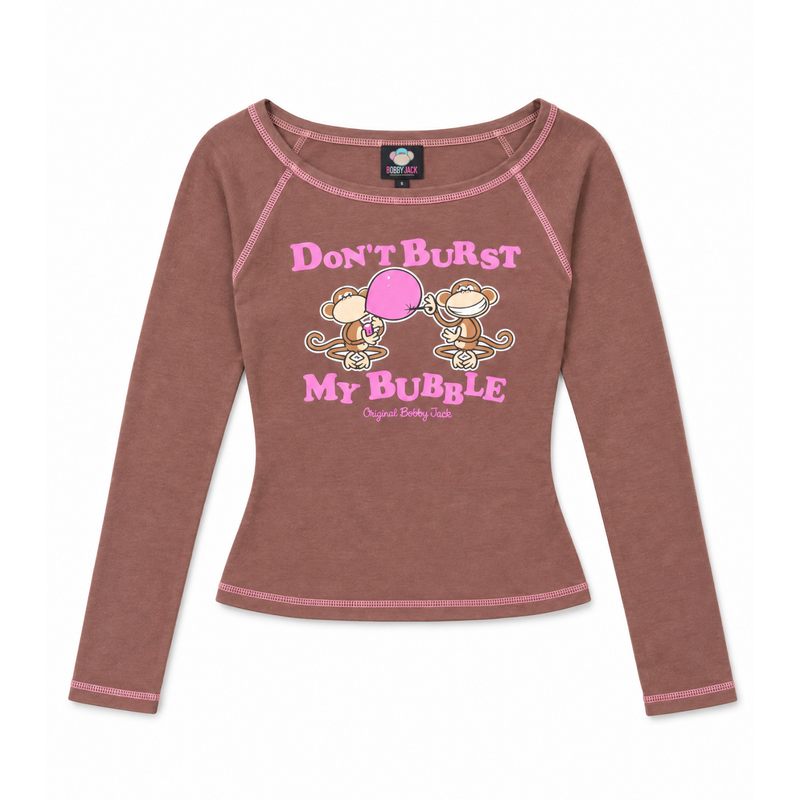 Don’t Burst My Bubble - Bobby Jack Long Sleeve Raglan Top - Brown