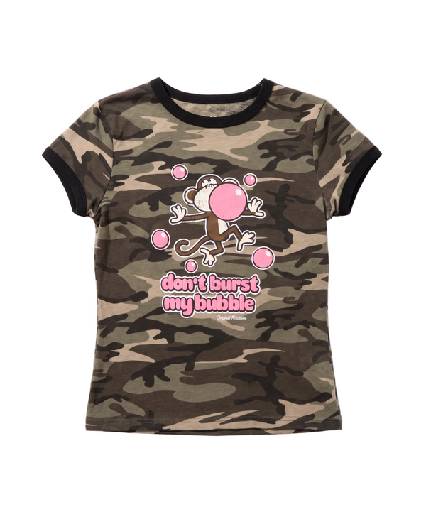 Don't Burst My Bubble - Bobby Jack Ringer Top (Front + Back Print) - Camo