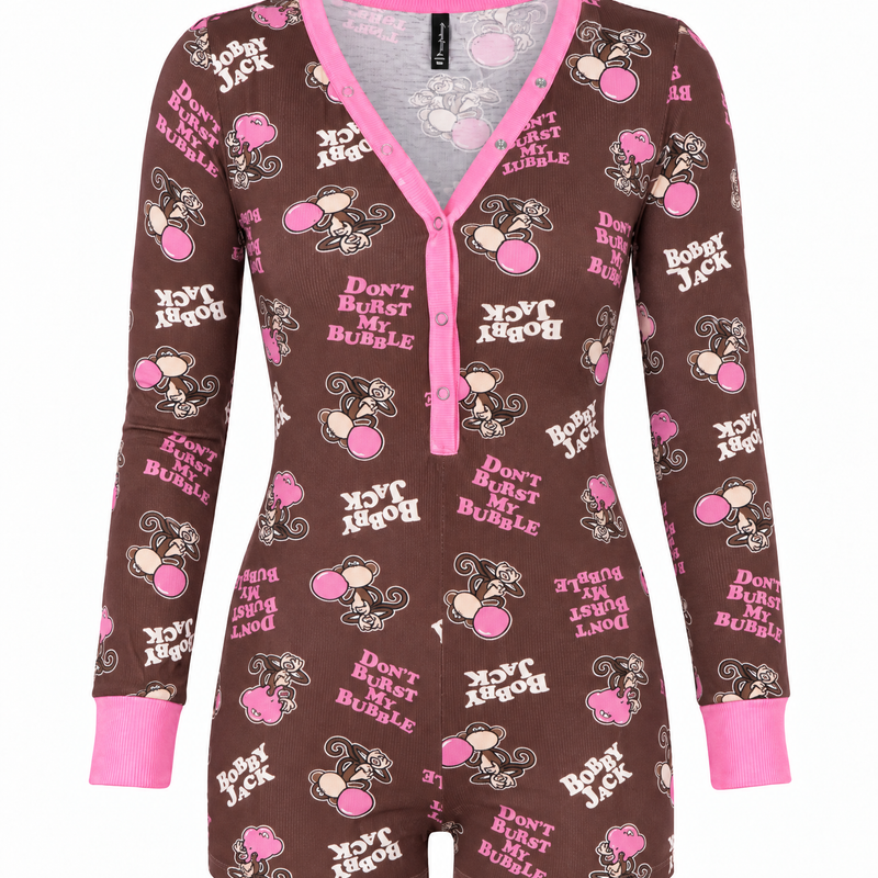 Don't Burst My Bubble - Bobby Jack Pajama Onesie - Brown