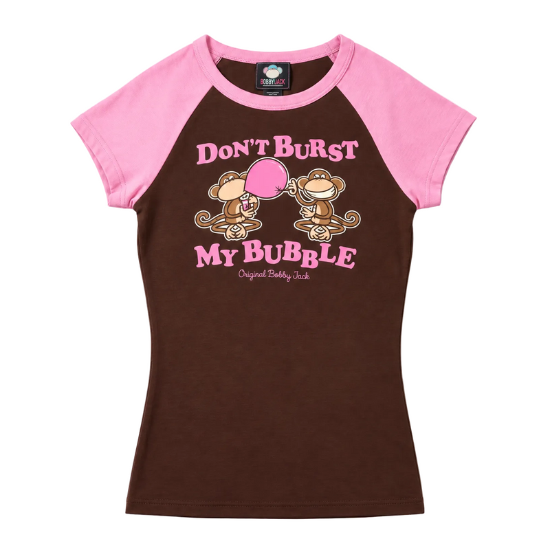 Don't Burst My Bubble - Bobby Jack Raglan Top - Brown