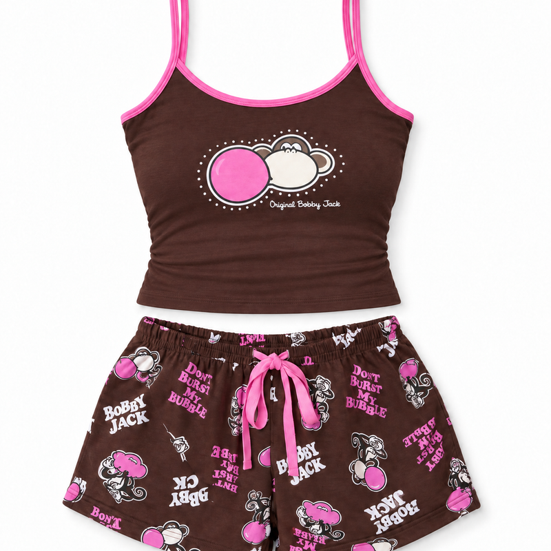 Don't Burst - Bobby Jack Cami & Shorts Set - Brown