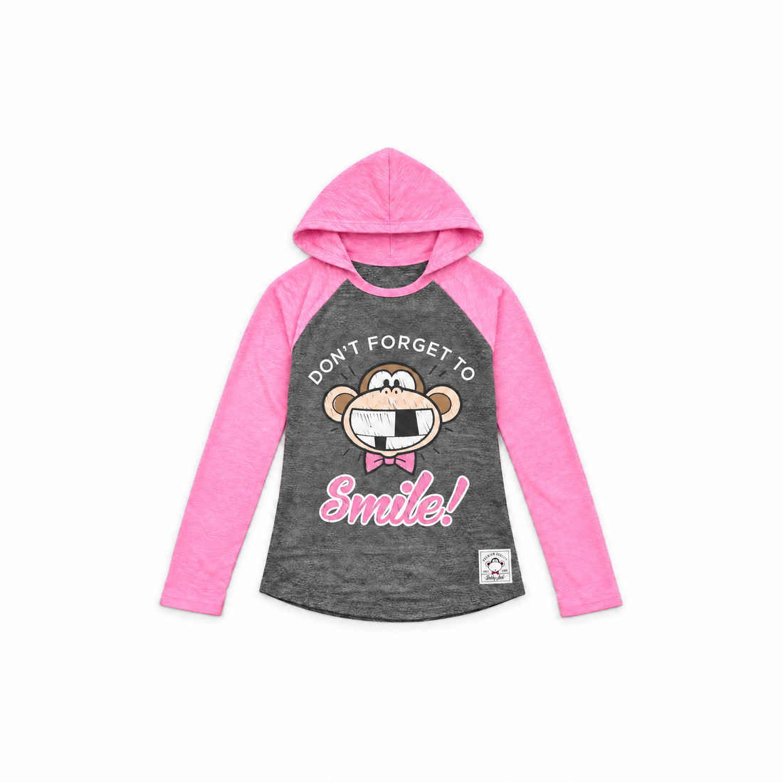 Don't Forget To Smile | Hooded Baseball Top - Charcoal — image 1