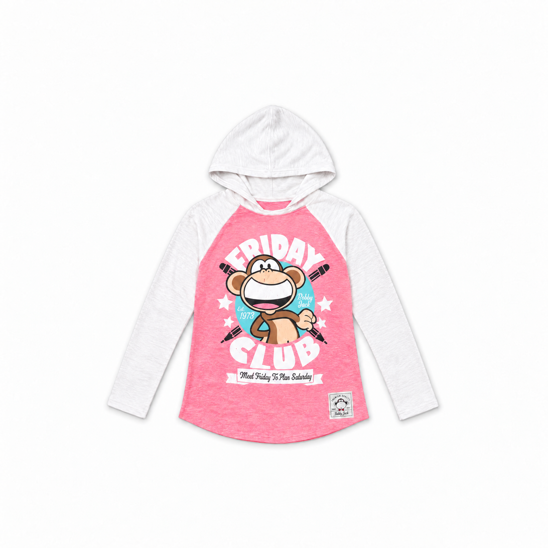 The Friday Club | Hooded Baseball Top - Coral — image 1