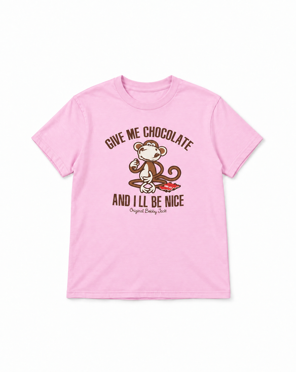 Give Me Chocolate- Bobby Jack Boyfriend T-Shirt - Light Pink