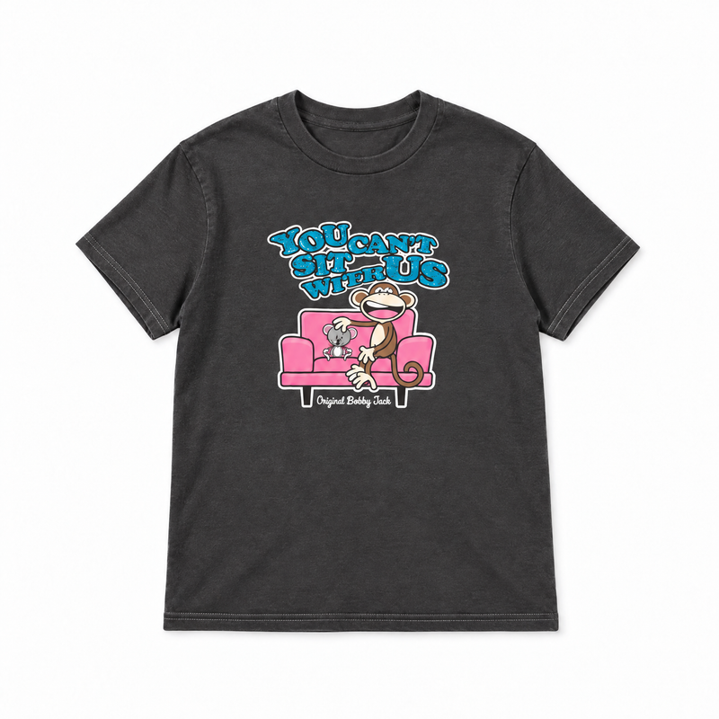 You Can't Sit - Bobby Jack Garment-Dyed Glitter Boyfriend T-Shirt -Charcoal
