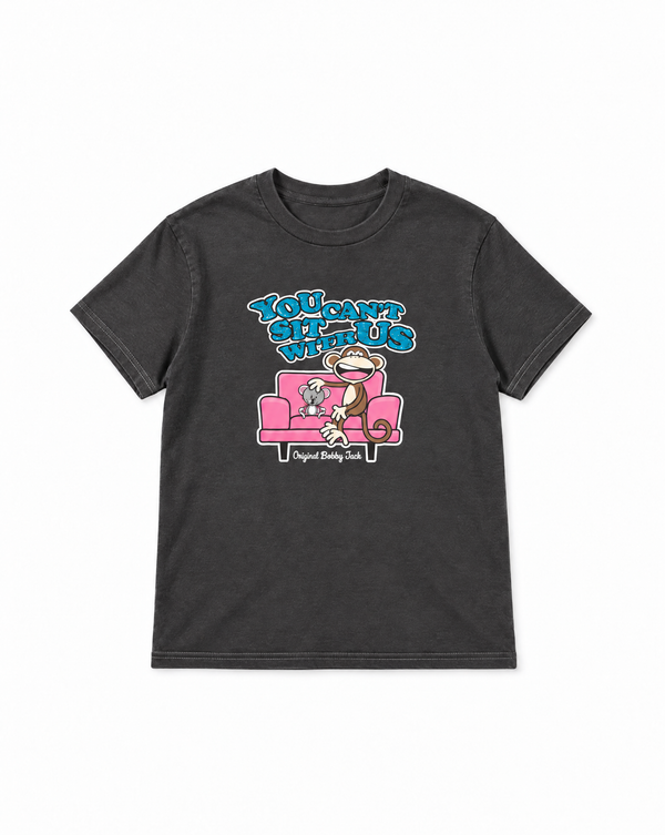 You Can't Sit - Bobby Jack Garment-Dyed Glitter Boyfriend T-Shirt -Charcoal