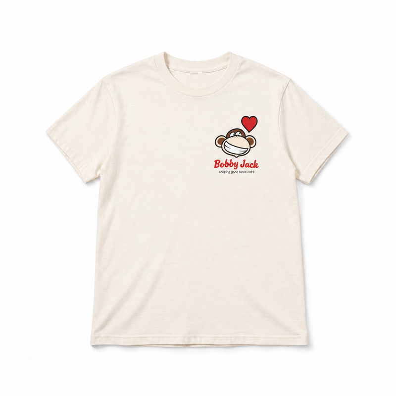 Looking Good - Bobby Jack Garment-Dyed Boyfriend T-Shirt (Front + Back Print) - Beige
