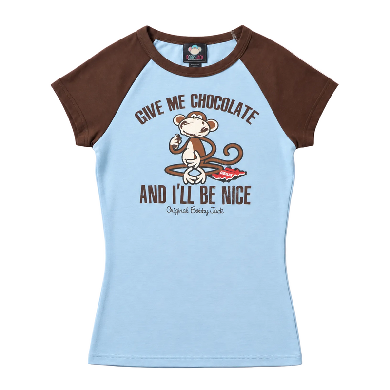 Give Me Chocolate - Bobby Jack Raglan Top - Blue