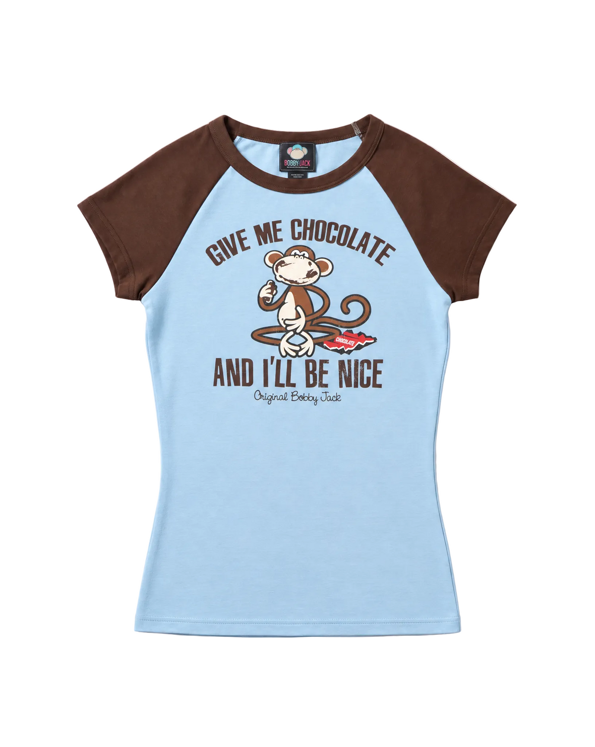 Give Me Chocolate - Bobby Jack Raglan Top - Blue