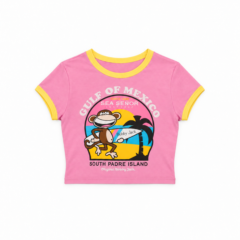 Gulf Of Mexico - Bobby Jack Crop Ringer Top - Pink
