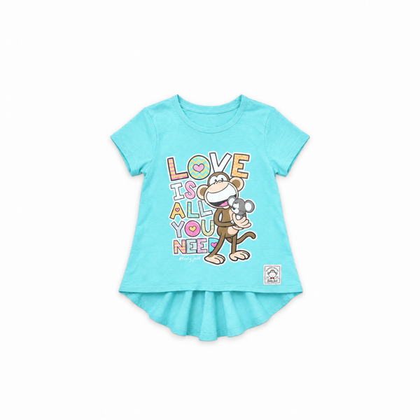 Love Is All You Need | Hi-Low Ruffle Back Top - Aqua