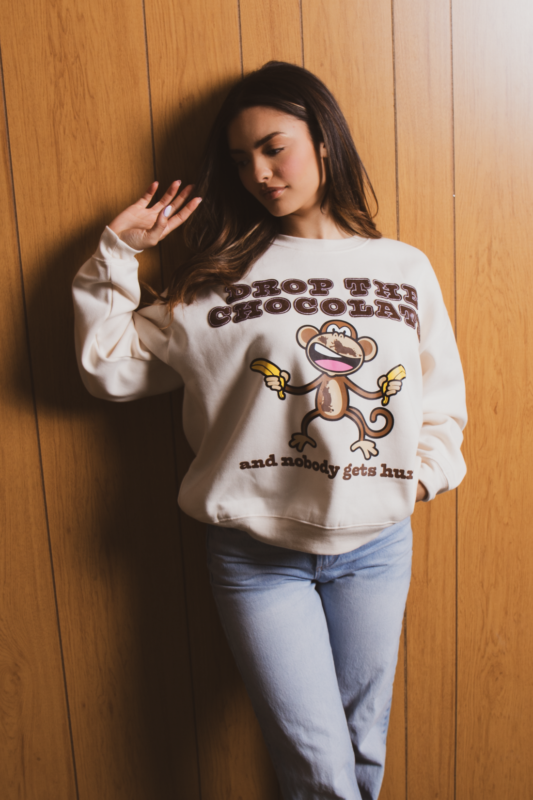 Chocolate - Bobby Jack Oversized Premium Sweatshirt - Ivory — image 2
