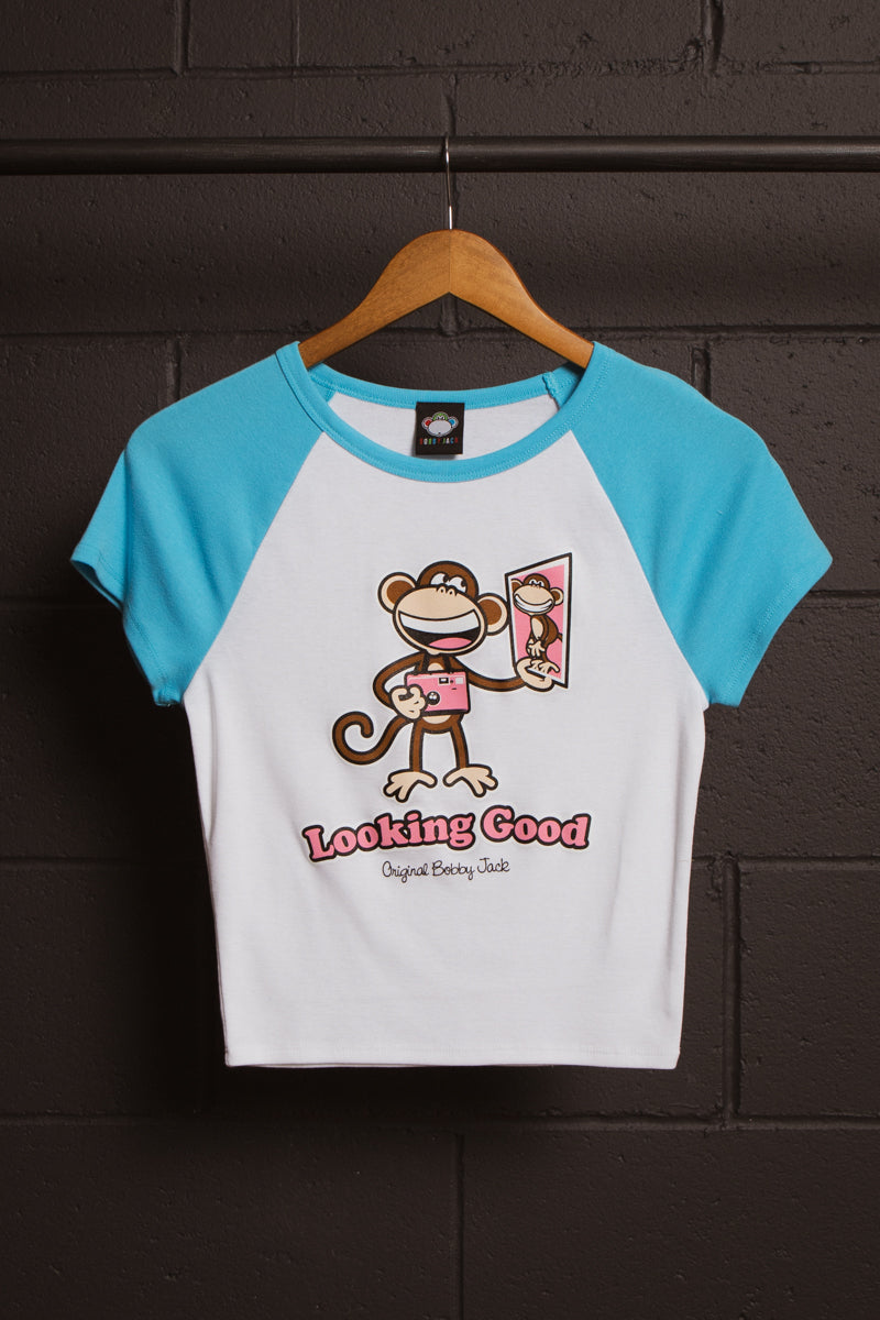 Looking Good- Bobby Jack Crop Raglan Top - White — image 8