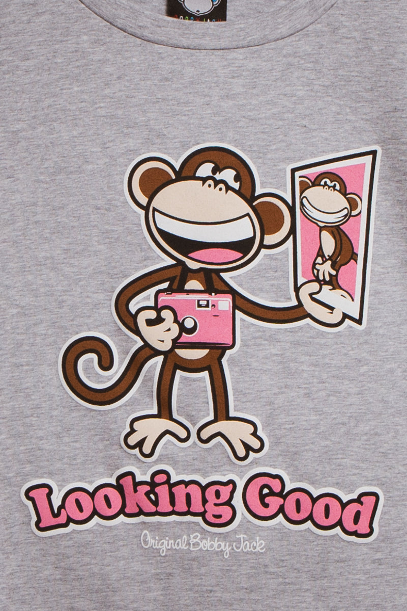 Looking Good- Bobby Jack Baby Tee - Heather Grey — image 4