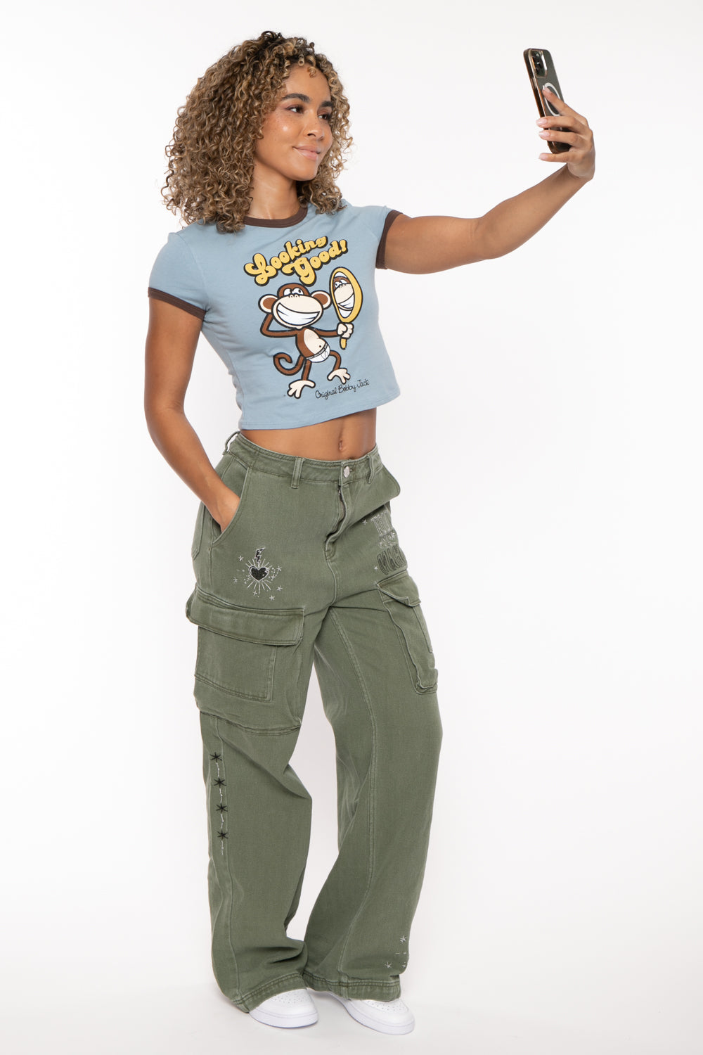 Looking Good - Bobby Jack Crop Ringer Top - Blue – Bobby Jack Brand