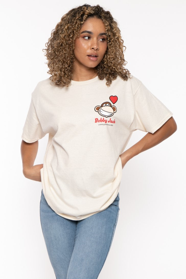 Looking Good - Bobby Jack Garment-Dyed Boyfriend T-Shirt (Front + Back Print) - Beige — image 2
